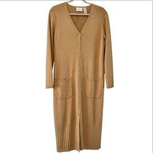 Liz Claiborne Cotton Duster Cardigan Pockets Button Closure Size Medium